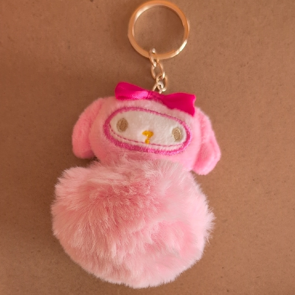 Pink Plush with Bow Keychain Bag Charm